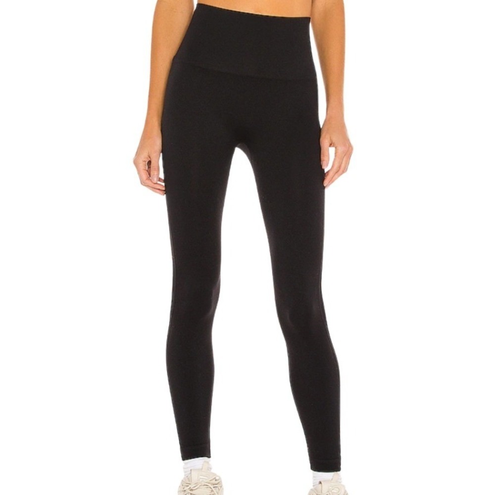 Spanx Look‎ At Me Now Seamless Leggings Black High Waisted Tummy Control Large